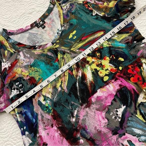 Cable & Gauge Artsy Art To Wear Stretchy Comfortable Top Women L - Picture 8 of 13